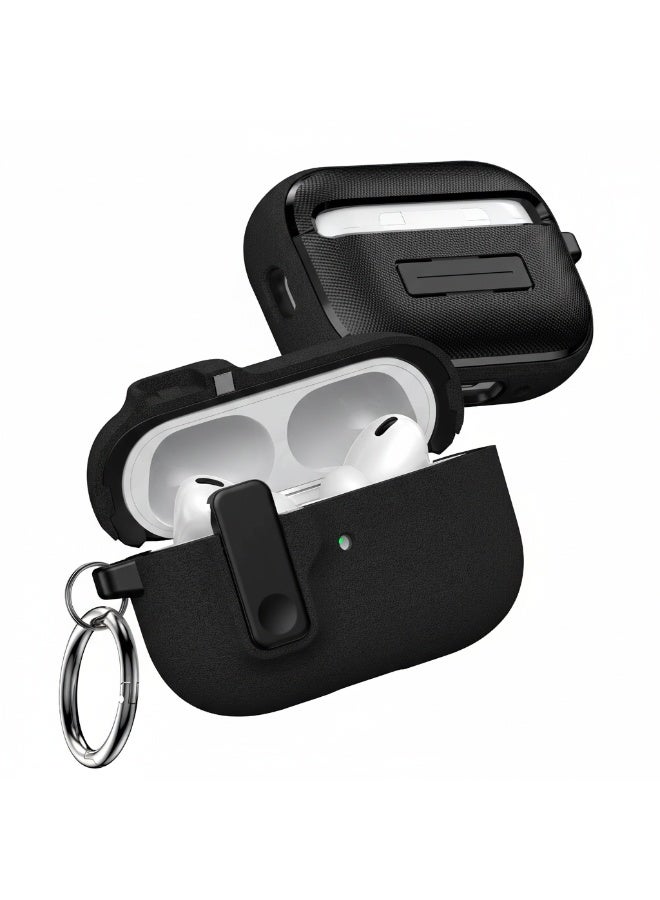 أكاليكس جراب حماية متين وصلب مزود بقفل أمان لسماعات AirPods Pro 2 من الجيل الثاني من Apple - أسود - Image 1